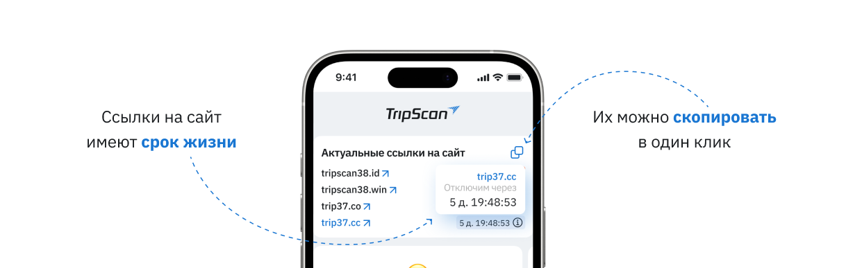 TripScan зеркало на смартфоне для поиска билетов и путешествий
